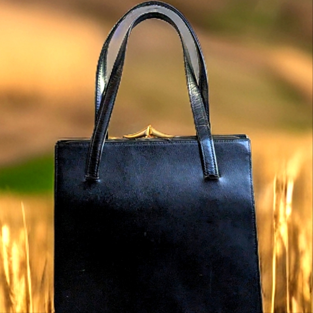 🔥Dofan made in France 🔥 Vintage Black 1950s/60s Leather Clutc - Picture 5 of 9
